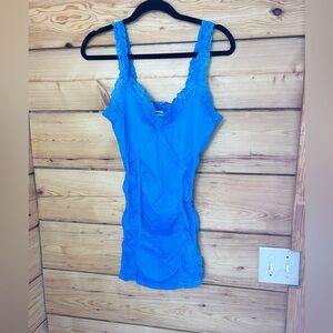 Royal Blue Lace Cami Tank Top Sz Medium Rushed Layer Y2K Summer Bella Swan 00’s